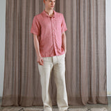 Rose Pink Rail Jacquard S/S Shirt