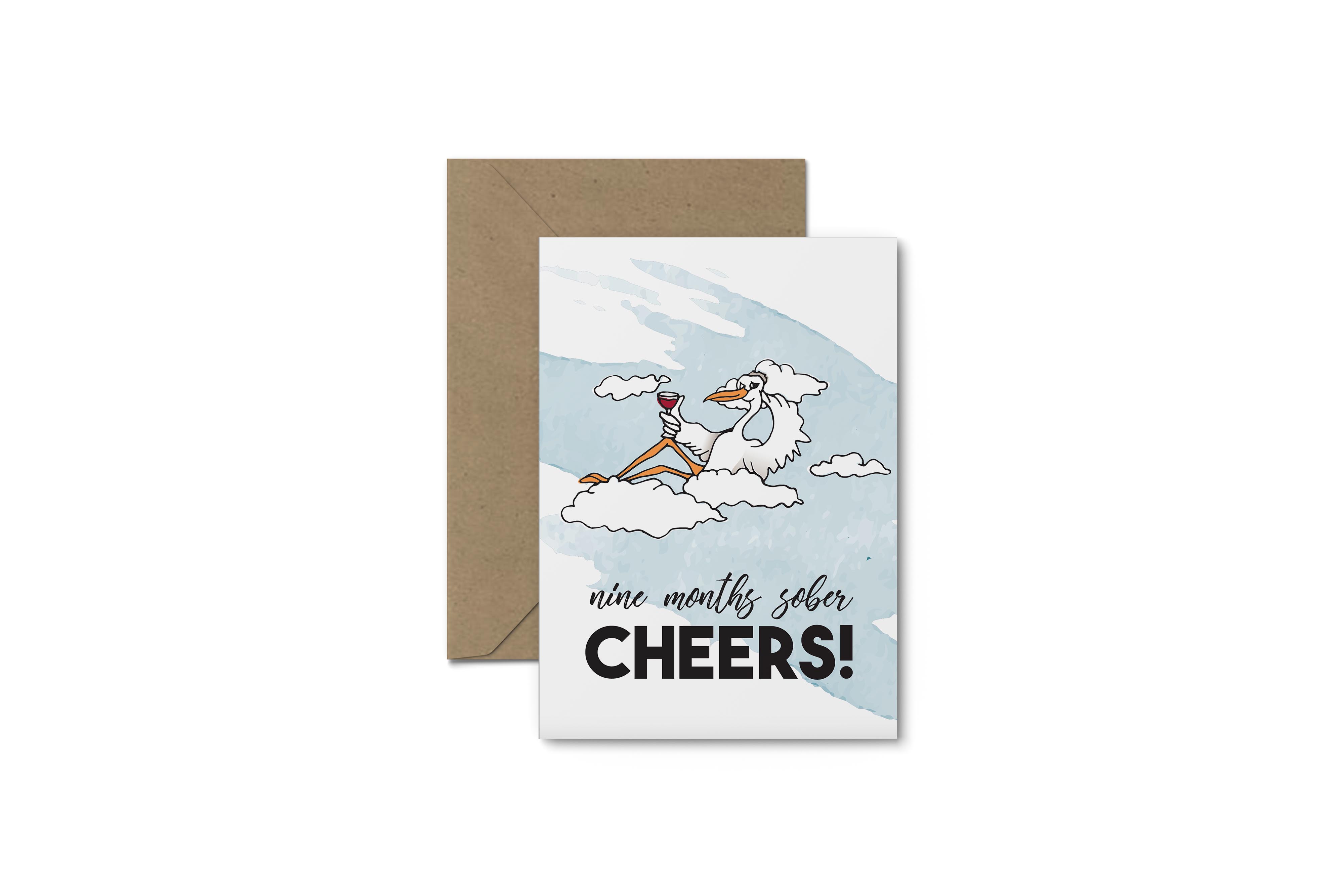 9 Months Sober! Baby Shower Card