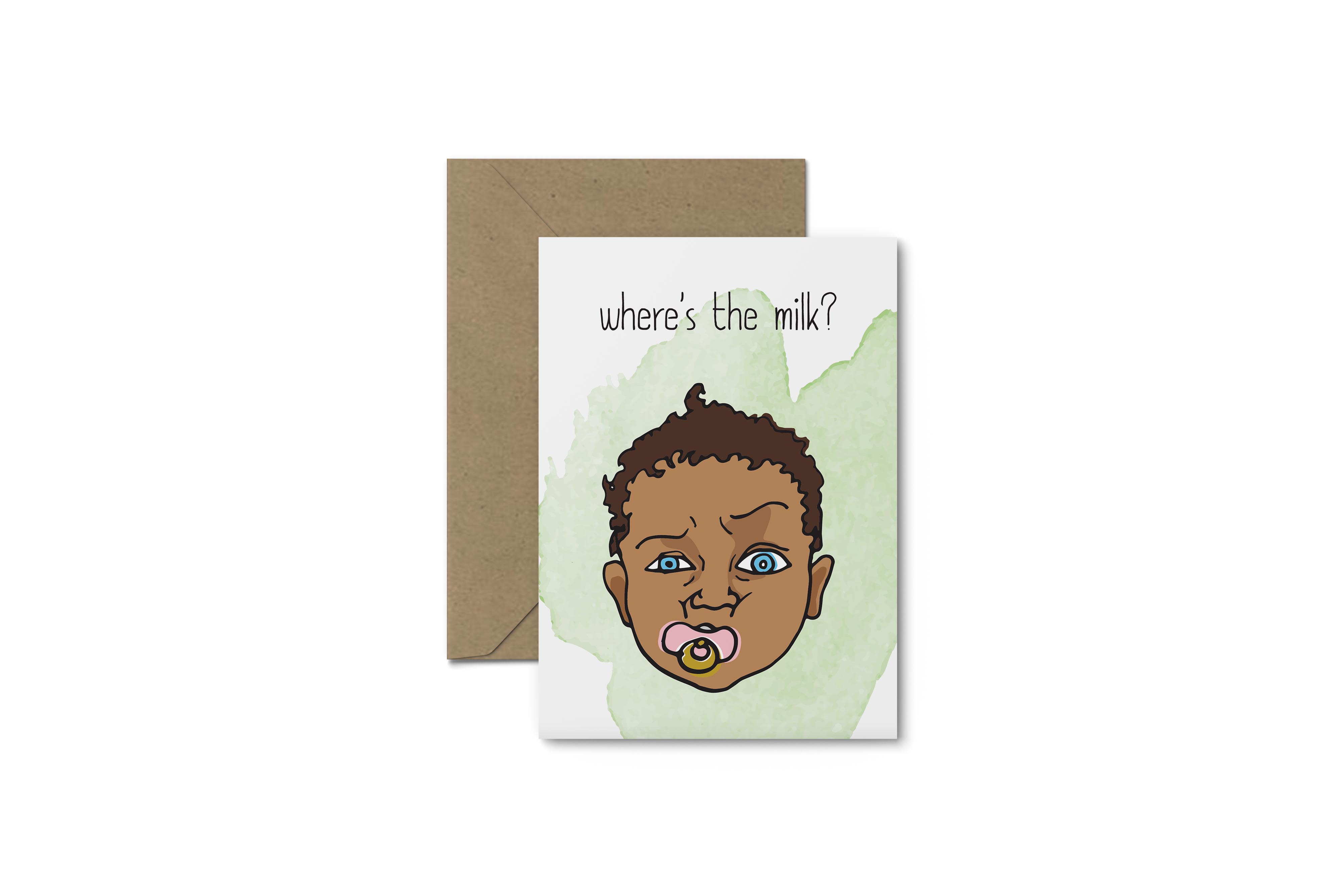 Where's The Milk? Baby Shower Card - South of London